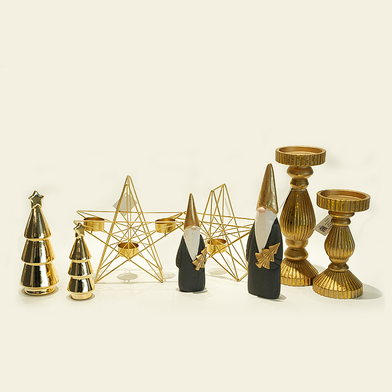 Goldene Keramik-Weihnachtsmann-Figuren, Weihnachtsschmuck