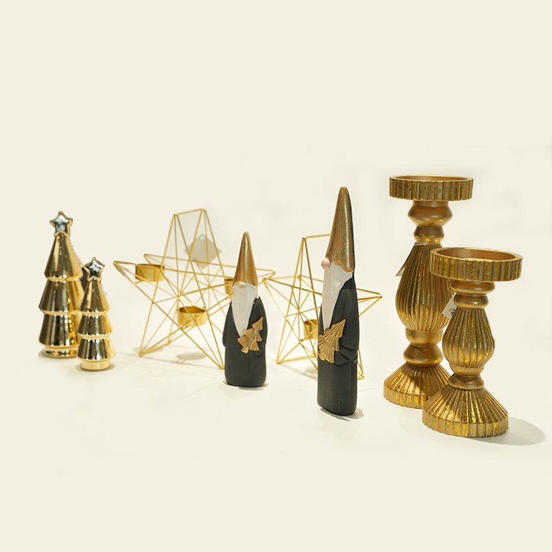 Goldene Keramik-Weihnachtsmann-Figuren, Weihnachtsschmuck