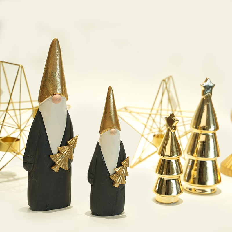 Goldene Keramik-Weihnachtsmann-Figuren, Weihnachtsschmuck