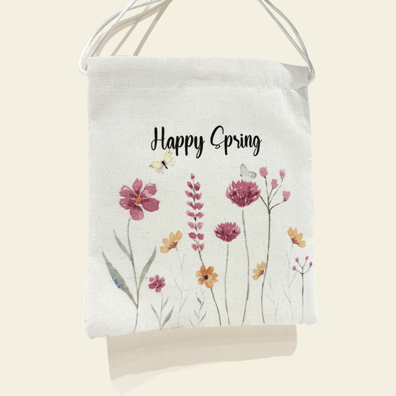 Handgefertigte bestickte Blumen-Canvas-Tasche, Frühlingsdekoration